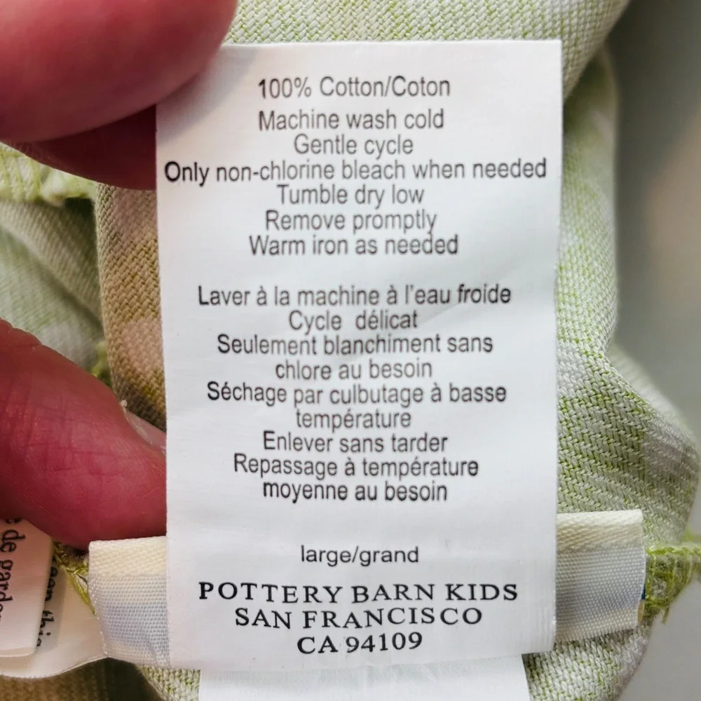 Pottery Barn Kids Sabrina Basket 7 Liner Lot Green White Mini Dot Medium Large